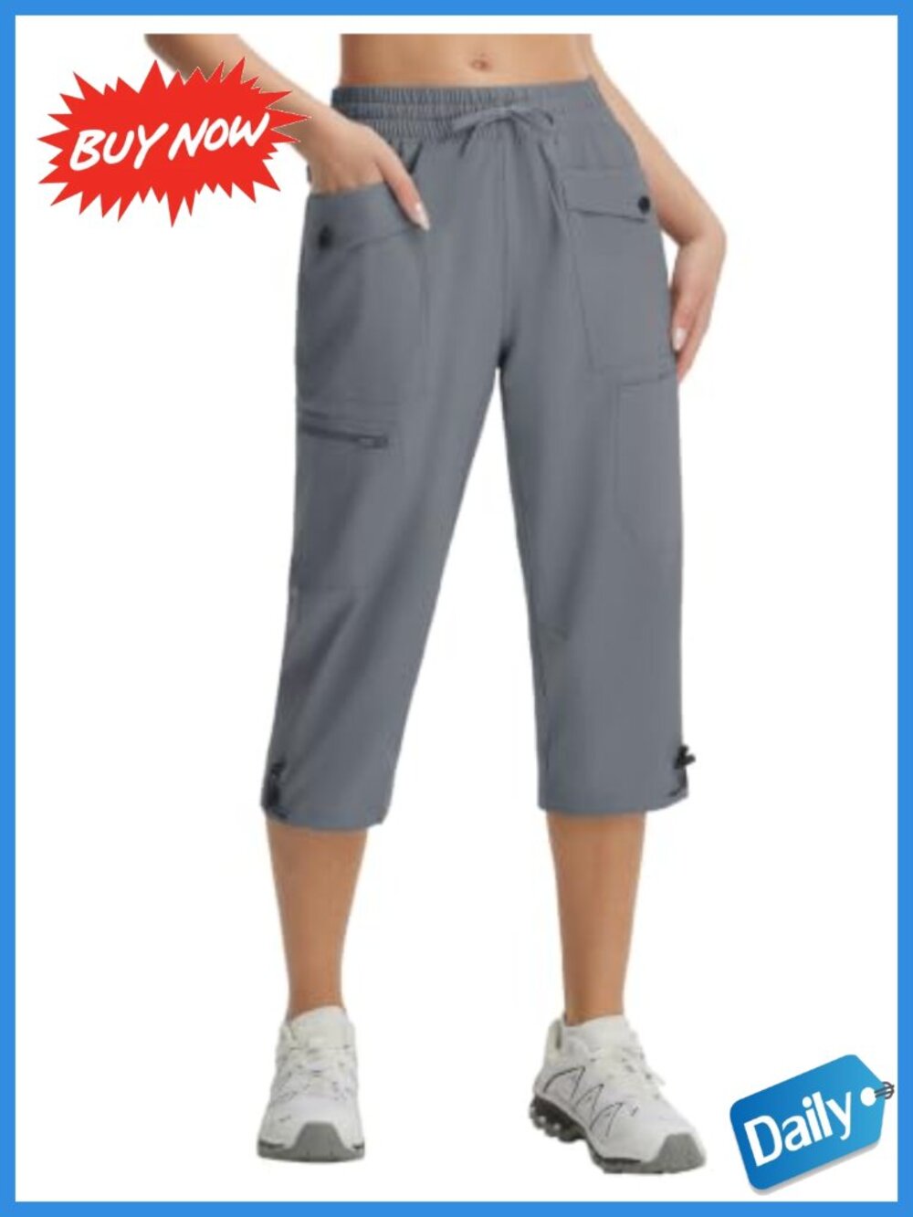 Lightweight Quick Dry Hiking Capri Pants with 7 Pockets